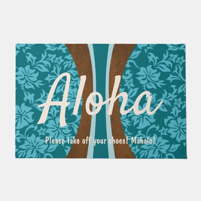 Tapete Laniakea Hawaiian Faux Wood Surfboard Aloha (Frente)