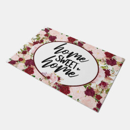 Tapete Lar Doce Lar Floral Borgonha Personalizado