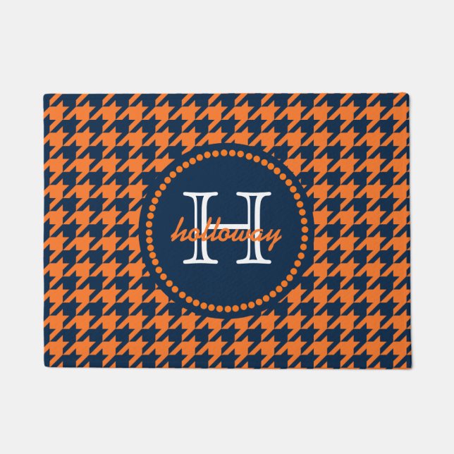 Tapete Laranja & marinho Houndstooth (Frente)