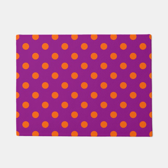 Tapete Laranja No Design De Padrão De Bolinhas Roxo (Frente)