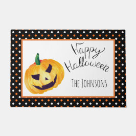 Tapete Laranja Pontos Pretos Abóbora Nome Feliz Halloween