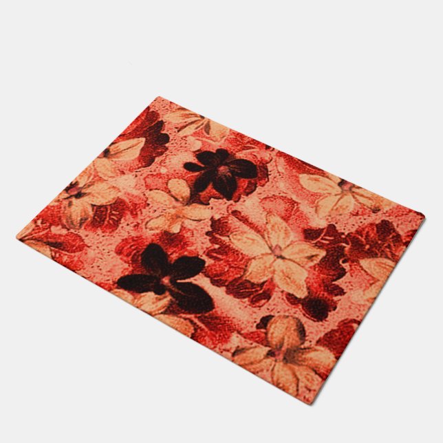Tapete Laranja queimada floral do vintage (Inclinado)