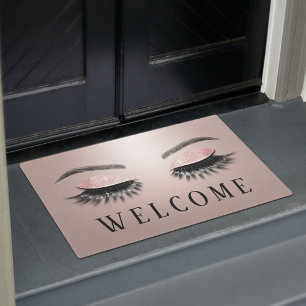 Tapete Lashes Beauty Salon Rosa Dourado Welcome
