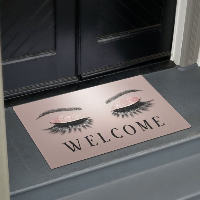 Tapete Lashes Beauty Salon Rosa Dourado Welcome (Criador carregado)