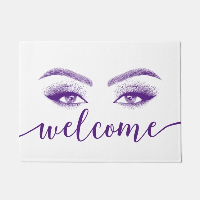 Tapete Lashes & Brows Beauty Salon Purple Script Bem-vind (Frente)