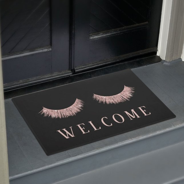 Tapete Lashes Rosa Dourado Eyelash Salon Welcome (Criador carregado)