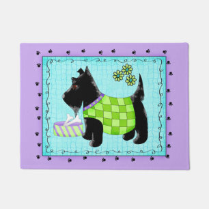Tapete Lavanda de acolhimento de turquesa do cão preto d
