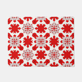 Tapete Layout de Floco de Neve Branco Vermelho para Decor