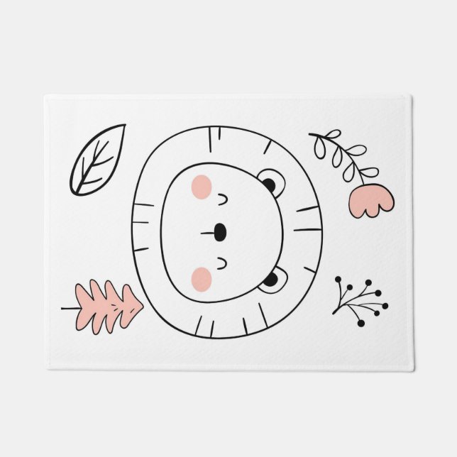 Tapete Leão Fofo Leão Desenhado à Mão (Frente)