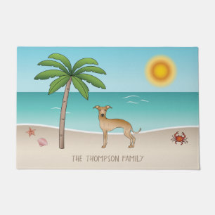 Tapete Lebre Italiano Galgo na Praia Tropical de Verão