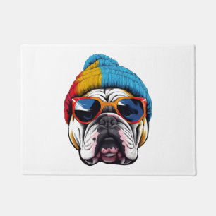 Tapete Legal Inglês Buldogue Vestindo Um Chapéu De Beanie