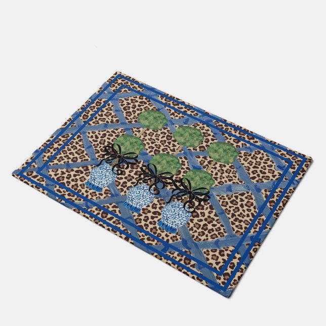 Tapete Leopard Chinoiserie Ginger Jar Doormat Rug (Inclinado)