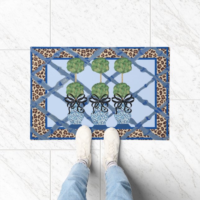 Tapete Leopardo Chinoiserie Ginger Jar jars Doormat Rug (Interior)