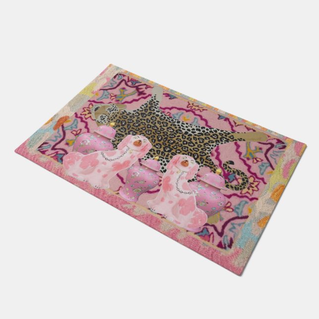 Tapete Leopardo Chinoiserie Ginger Jar jars Doormat Rug (Inclinado)