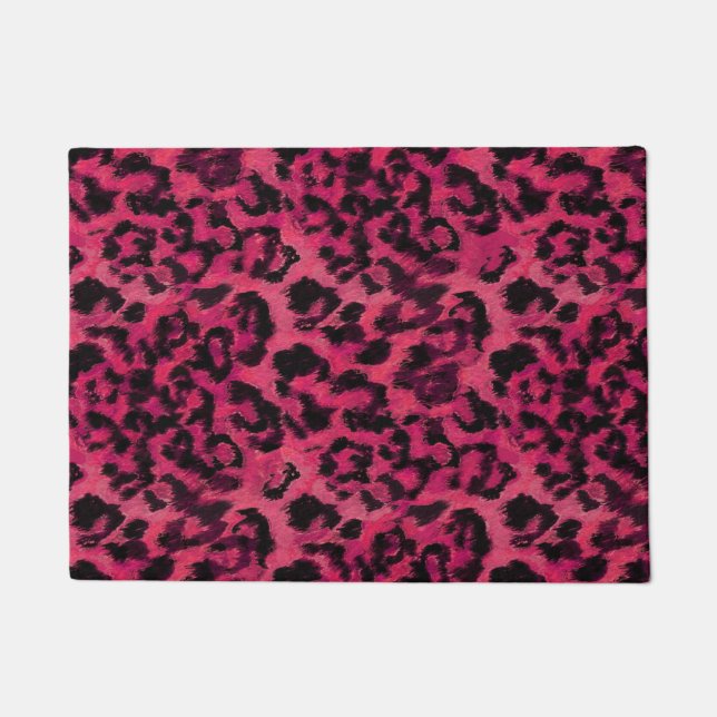 Tapete Leopardo rosa claro e de manchas pretas (Frente)