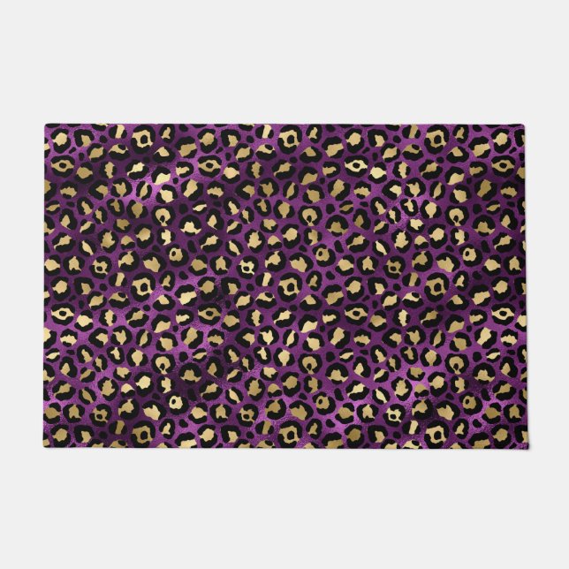 Tapete Leopardo roxo e Dourado Design 1 (Frente)