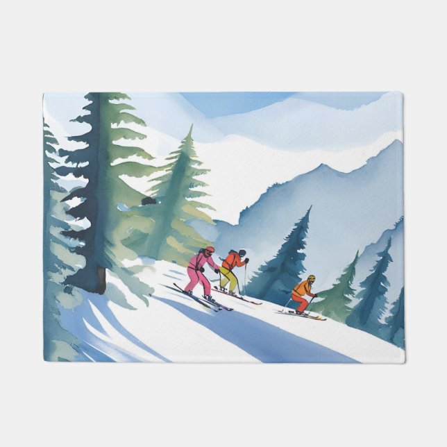 Tapete Let’s Go Skiing | Winter Watercolor Painting (Frente)