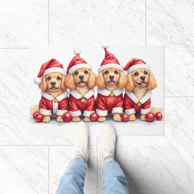 Tapete Lhasa Apso Christmas Dress Santa Hat (Interior)