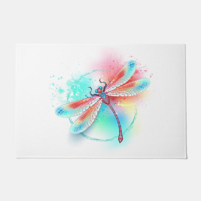 Tapete libélula vermelha sobre fundo de aquarela (Frente)