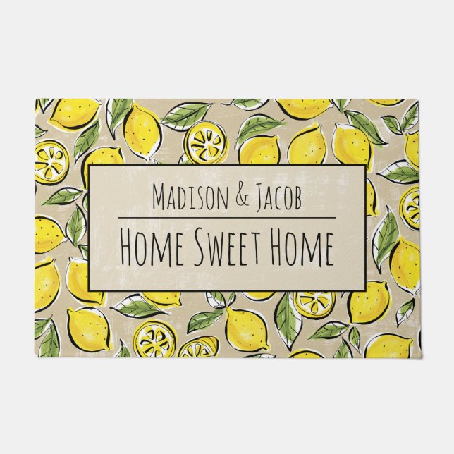 Tapete Limon Home Sweet Home - Porta Personalizada De 24" (Frente)