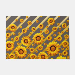 Tapete Lindas flores amarelas nas cinzas, listras de ouro