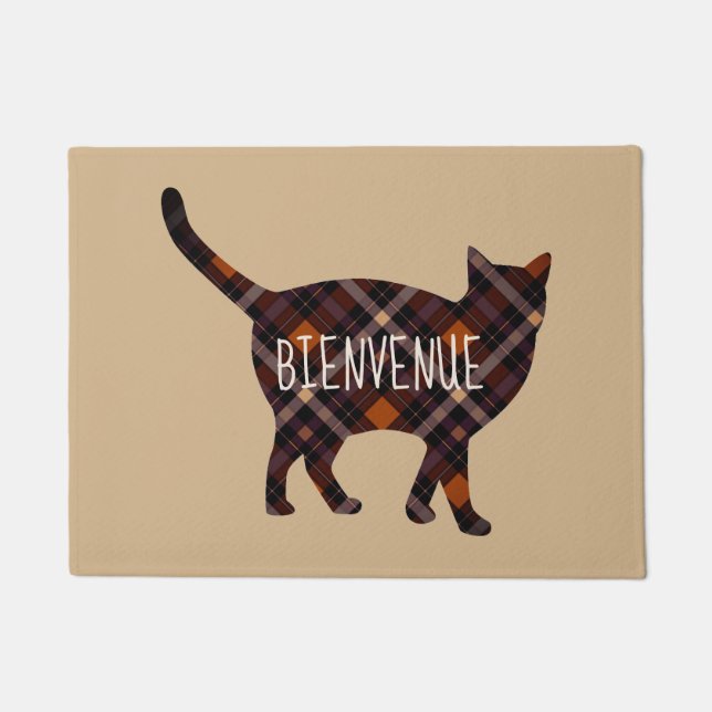 Tapete Lindo gato xadrez -  Bem-vindo (Frente)