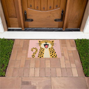 Tapete Lindo Leopardo Selvagem Sorridente Feliz Desenho A
