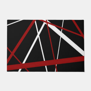 Tapete Linha Moderna Geometria Urbana Preto Branco Vermel