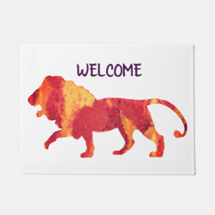 Tapete Lion Vermelho de Fogo Bem-Vindo