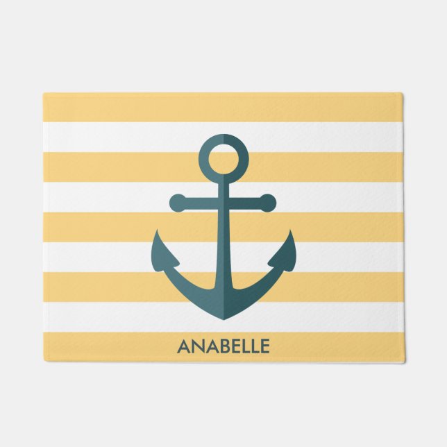 Tapete Listras amarelas e âncora azul (Frente)