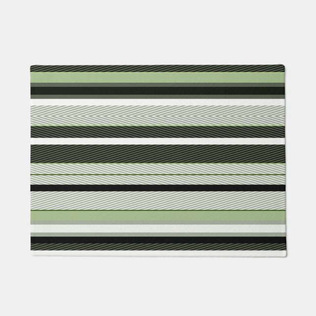 Tapete Listras cinza, verde e branco.  (Frente)
