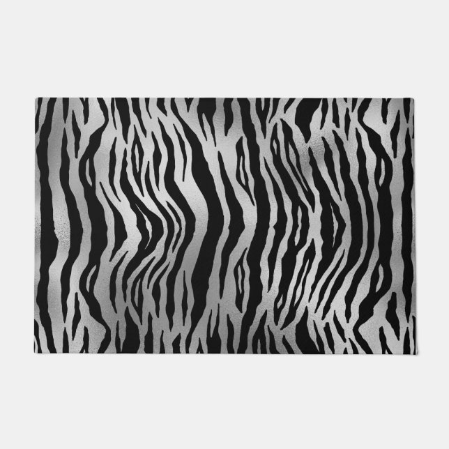 Tapete Listras de Zebra Preta Estampa de Animal Luxo Prat (Frente)