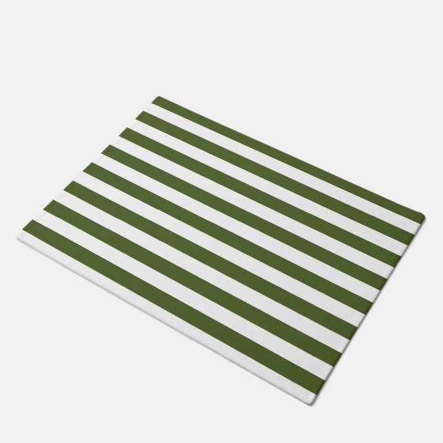 Tapete Listras Verdes Musgo Escuro e Branco (Inclinado)
