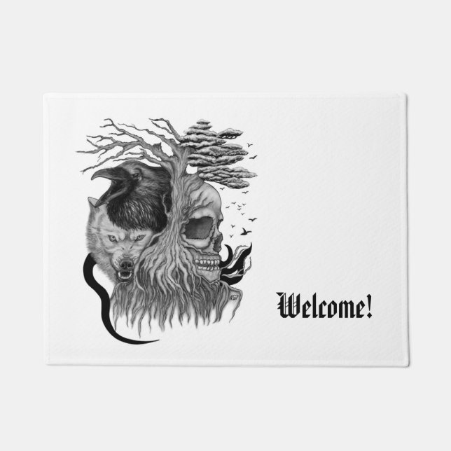 Tapete Lobo e Raven com crânio (Frente)