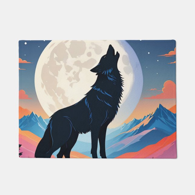 Tapete Lobo Uivando Para A Lua (Frente)