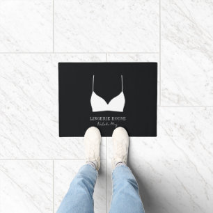 Tapete Logotipo Boutique da Lingerie Branca Preta - Luxo