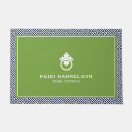 Tapete Logotipo do Botão da Porta do Vintage - Borda Azul