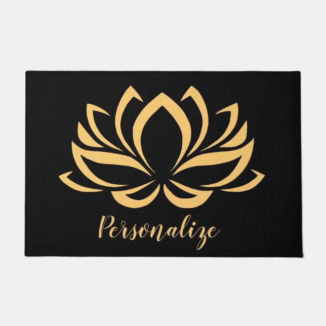 Tapete Lótus Dourado Elegante Zen Yoga Monogrammed  (Frente)