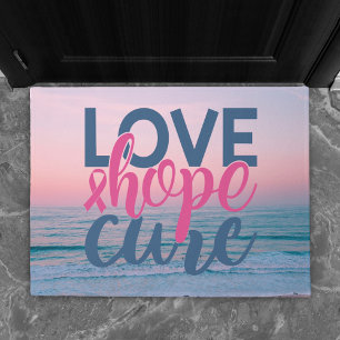 Tapete Love Hope Cure   Pasta Pintada Mão Pintada Praia 