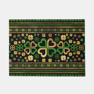 Tapete Lucky Shamrock, 4 folhas, verde e Dourado