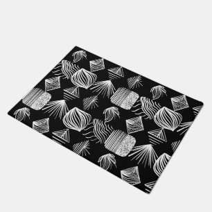 Tapete Lúpulo Tribal de Caribe Negrito - Preto e Branco,