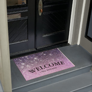 Tapete Luxury Ombre Glitter Bem-vindo Porta Personalizada