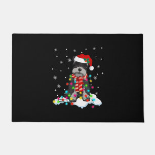 Tapete Luzes De Natal Bonitas De Schnauzer Com Papai Noel