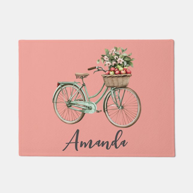 Tapete Maçãs Verdes, primavera Bicicletas, Rosa (Frente)