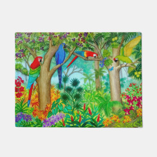 Tapete Macaw Parrot Tropical Jungle Doormat