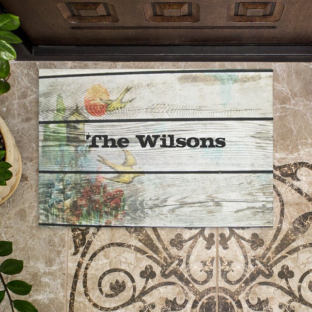 Tapete Madeira Rústica Com Aves Pintadas (Criador carregado)