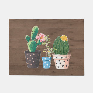 Tapete Madeira rustica Faux e Cactus ventilado