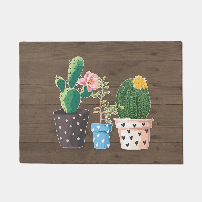 Tapete Madeira rustica Faux e Cactus ventilado (Frente)