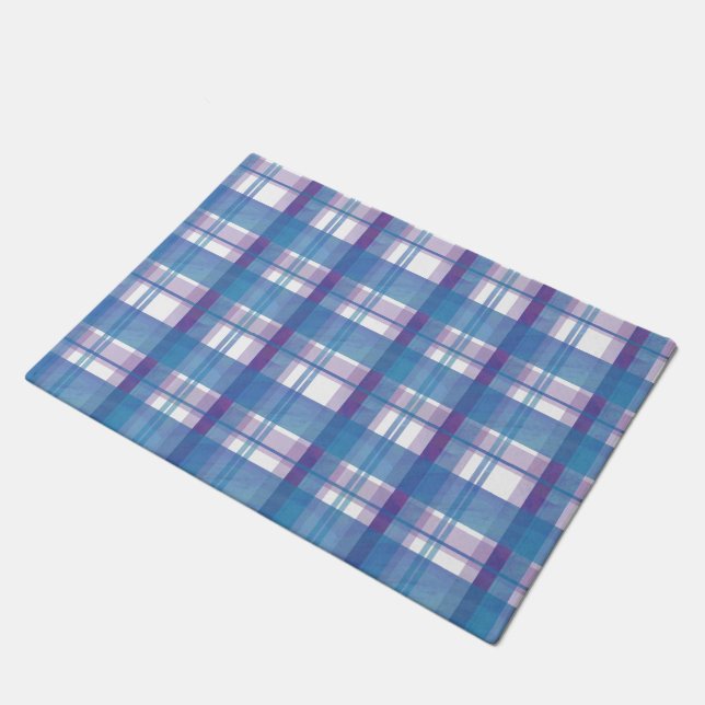 Tapete Madras Xadrez Azul e Roxo (Inclinado)