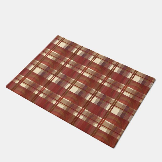 Tapete Madras Xadrez Cair Vermelho (Inclinado)